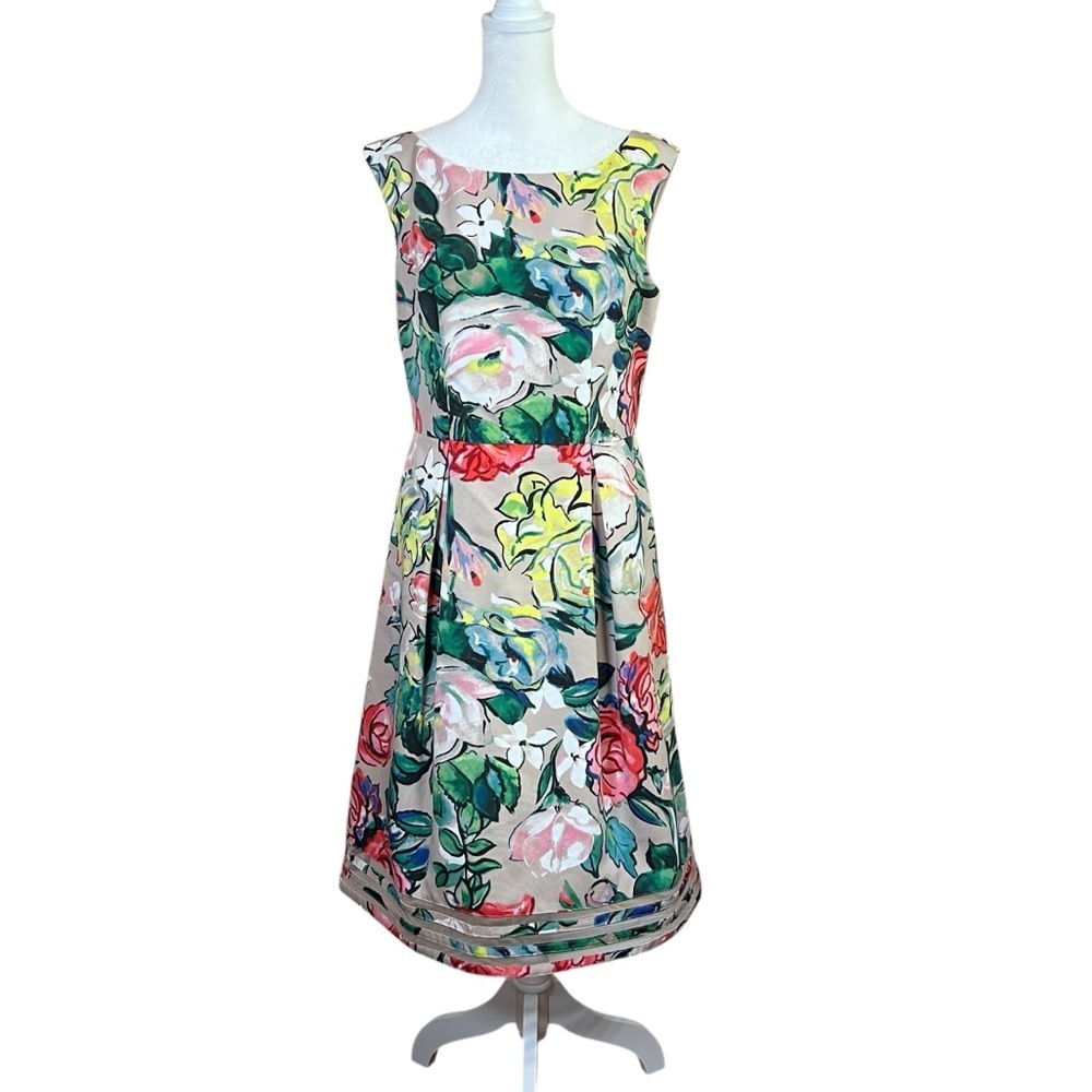 Adrianna Papell Multicolor Floral Boatneck Midi Dress - Picture 13 of 16